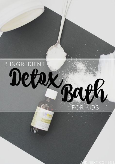 3 ingredient detox bath for kids using essential oils from And Next Comes L Detox Bath For Kids, Detox For Kids, Baking Soda Bath, Bath Detox, Essential Oils For Babies, Essential Oils For Colds, Are Essential Oils Safe, Essential Oils For Kids, Detox Bath