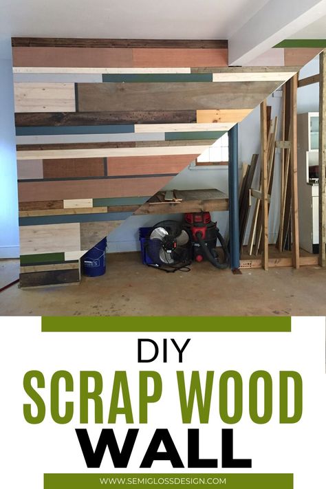 Looking for something interesting to do with all of that scrap wood? Why not make an accent wall featuring the random pieces of wood you've used in other projects? It's the perfect way to use up unused scrap wood for a rustic feature wall! Rustic Feature Wall, Wood Wall Feature, Scrap Wood Wall, Scrap Wood Project, Free Building Plans, Wall Feature, Focal Wall, Wood Scraps, Scrap Wood Projects