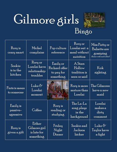 Gilmore Girls Bingo Gilmore Girls Watch Party, Gilmore Girl Party Ideas, Gilmore Girls Party Ideas, Gilmore Girls Party, Babette Ate Oatmeal, Gilmore Girls Quotes, Gilmore Girls Fan, Gilmore Girl, Viewing Party