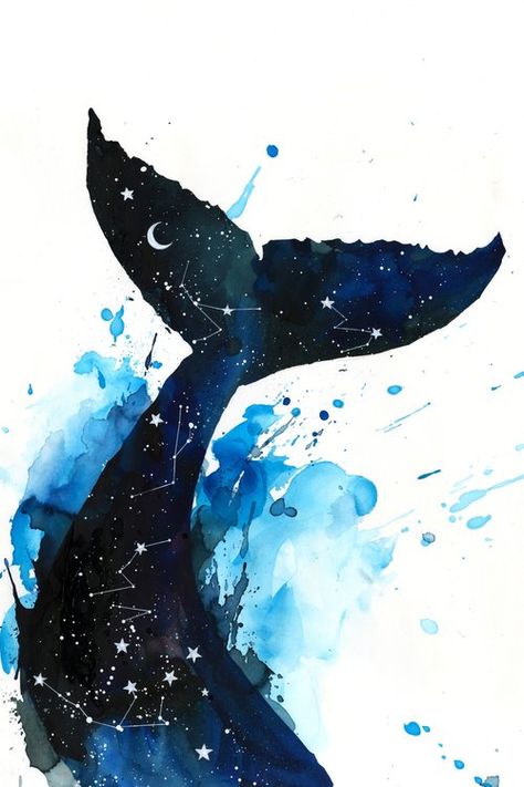 Lora Zombie Cosmic Whale, Lora Zombie, Whale Art, A Whale, 수채화 그림, Arte Animal, Art And Illustration, 판타지 아트, Whales