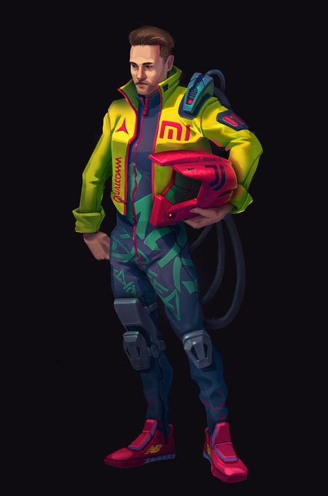 Racer, George Savelev on ArtStation at https://www.artstation.com/artwork/L2BrNl Cyberpunk Character Art, Cyberpunk Concept Art, Sci Fi Rpg, Cyberpunk 2020, Traveller Rpg, Cyberpunk Rpg, Sci-fi Armor, Cyberpunk Character, Black Artwork