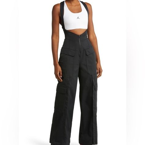 Air Jordon. Woman’s corset cutout overalls. Size medium. Black Corset Overalls, On Air, Air Jordan, Air Jordans, Overalls, Jordan, Size Medium, Outfit Inspo, Plus Fashion