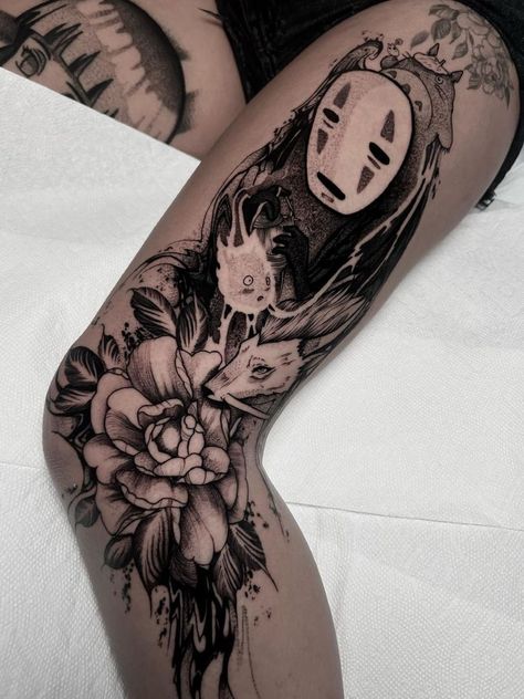 Allyn Grima > Studio Ghibli Mashup #tattoo #ink #art Mashup Tattoo, Studio Ghibli Tattoo, Ghibli Tattoo, Korean Art, Tattoo Ink, Inspirational Tattoos, Ink Art, Tattoo Studio, Piercing Jewelry