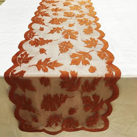 Maple Leaf Lace Table Runner Perfect for Fall Dinner Parties Restaurant Decor Feature This holiday Lace table runner is perfect for fall to decorate your tabletop for holiday dinner parties. The Lace material adds a elegant and homely look to your table setting during the holidays. It is great for entry way tables, low book shelves, dining tables, or other surfaces of your home. Has wonderful, high quality decorative table runners available for any season and any occasion. Size:13x72 /33x183cm C Fall Rehearsal Dinner Decorations, Maple Leaf Table Runner, Dinner Home, Arbor Decor, Thanksgiving Table Runner, Fall Dinner Party, Table Restaurant, Floral Placemats, Table Runner Size