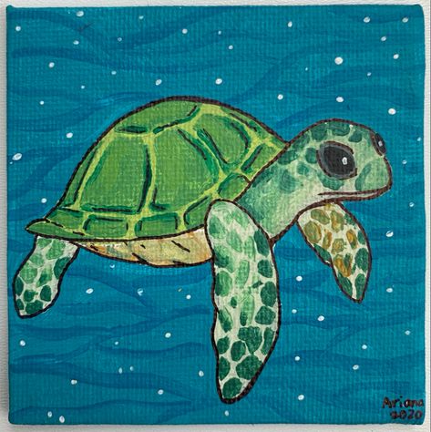 Turtle Painting Ideas On Canvas, Acrylic Turtle Paintings, Turtle Painting Ideas, Turtle Painting Easy, Sea Turtle Painting Acrylic Easy, Turtle Canvas Painting, Painting Ideas On Canvas Turtle, Turtle Painting Acrylic, Sea Creature Acrylic Painting