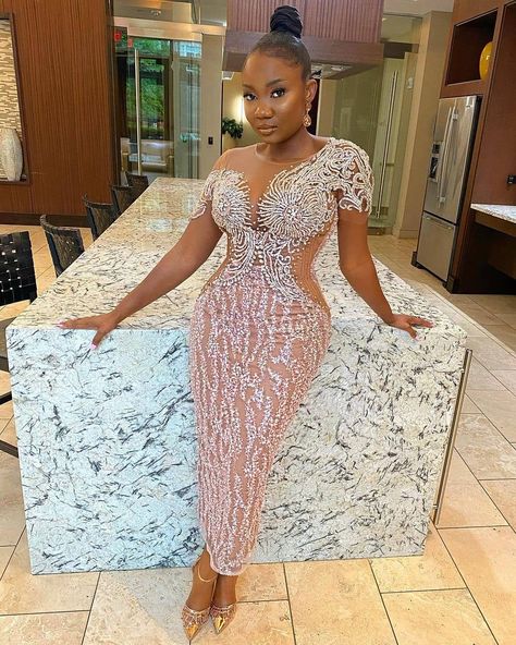 Beaded Prom Dress Fitted, Natural Updo Hairstyles, Hairstyles For Black Women Prom, Prom Dress Fitted, Updo Hairstyles For Black Women, Black Women Prom, Aso Ebi Style, Natural Updo, Lace Dress Classy