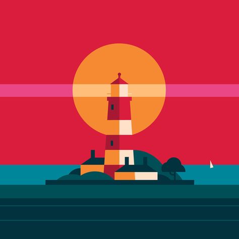 Lab Illustration, Sleeping Drawing, Art Deco Artwork, Pop Art Fashion, Sailing Art, Lighthouse Painting, Contemporary Illustration, Nature Art Painting, Graphic Design Tips