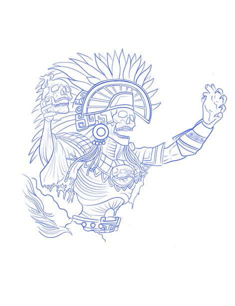 Mexican Aztec Warrior Tattoo, Aztec Calendar Tattoo Stencil, Azteca Drawing, Aztec Drawing Sketches, Aztec Art Tattoo, Aztec Warrior Tattoo, Aztec Tattoos Sleeve, Aztec Drawing, Aztec Artwork