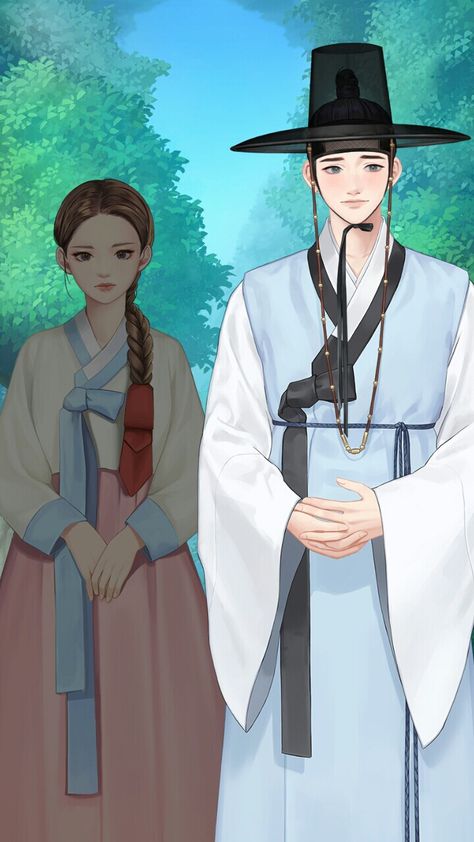 Hanbok Drawing, Wannabe Challenge, Anime Korea, Korean Painting, Doremon Cartoon, Korean Anime, Greece Art, 강아지 그림, Romantic Anime Couples