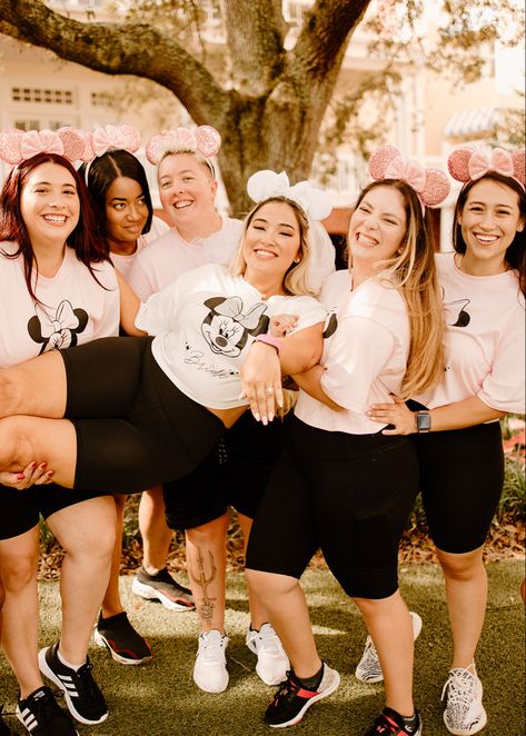 This was the most magical bachelorette weekend for the most magical bride! Sharing all the gift bags and wedding favors that we DIYed for this amazing weekend in Walt Disney World! I’m so excited to share how we made these beautiful bachelorette shirts, customized bags & tumblers, AFFORDABLE Mickey ears, tattoos with the grooms face, and so much more! Bachelorette Disney, Disney World Bachelorette Party, Epcot Bachelorette Party, Disney Bachelorette Party, Disney Bridesmaids, Disney Bachelorette Parties, Bachelorette Diy, National Girlfriend Day, Hens Party Themes