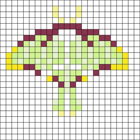 Beaded Moth Pattern, Luna Moth Perler Beads, Luna Moth Pattern, Luna Moth Pixel Art, Lunar Moth Pixel Art, Moth Perler Bead Patterns, Moth Perler Beads, Perler Bead Moth, Moth Pixel Art