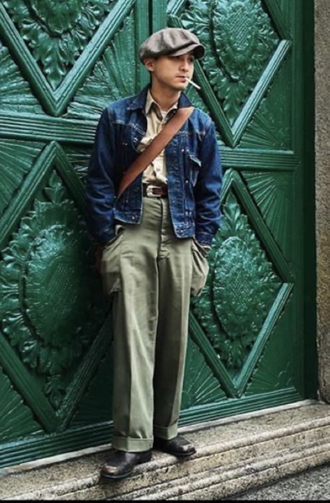 Americana Workwear Men, Amekaji Mens Fashion, 80s Japanese Fashion Men, Japanese Americana Fashion, Japanese Americana Fashion Men, Americana Japanese, Vintage Casual Outfits, Japanese Americana, Japanese Workwear