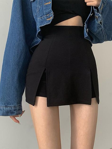 Sexy Split Shorts Skirt Women's Office Ladies Suit Skirt Summer New Black Mini A-line Pants Skirt Classy Skirts, Women's Office, Short Black Skirt, Ladies Suit, Wide Leg Shorts, Womens Office, Shorts Skirt, Pants Skirt, Skirt High Waist