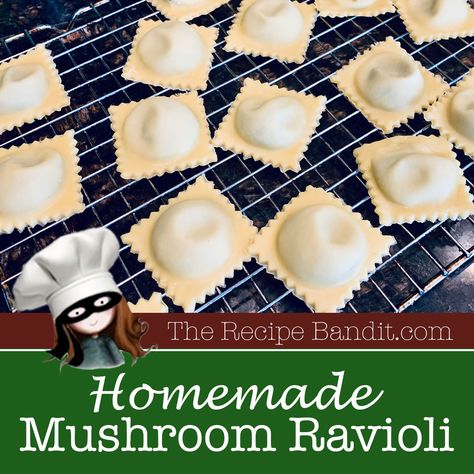 Homemade Mushroom Ravioli is a stuffed homemade pasta filled with fresh mixed mushrooms, shallot, spices, and Parmesan cheese. Simple and delicious! Mushroom Ravioli Filling Recipe, Mushroom Stuffed Ravioli Recipe, Mushroom Filling For Ravioli, Mushroom Ravioli Filling, Homemade Mushroom Ravioli, Easy Homemade Pasta, Homemade Pasta Dough, Vodka Sauce Pasta, Ravioli Filling