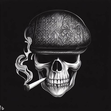 Skull Ciggerate Tattoo, Biker Logo Design, Skull Portrait, Art Scary, Cowboy Tattoos, Skull Beard, Skeleton Tattoo, Arm Tats, Half Skull