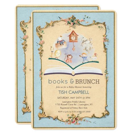 Brunch Baby Shower Invitation, Nursery Books, Book Baby Shower Invitation, Storybook Nursery, Vintage Storybook, Storybook Baby Shower, Nursery Book, Custom Baby Shower Invitations, Vintage Baby Shower