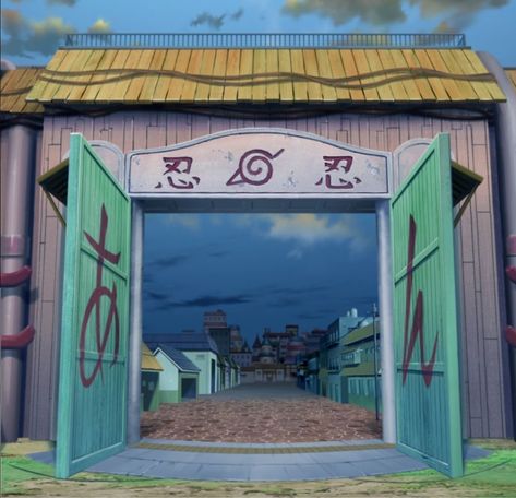 Naruto Backgrounds Scenery, Naruto Scenery, Naruto Background, Staircase Gate, Gate Anime, Konoha Village, Aladdin Wallpaper, 300 Workout, Leaf Village