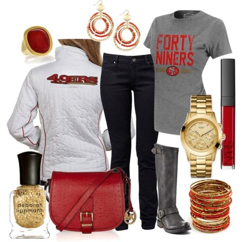 Women's 49ers Gameday Style 49ers Outfit Women, 49ers Outfit, Forty Niners, 49ers Fans, 49ers Football, Sf 49ers, Football Fashion, Gameday Outfit, Outfit Women