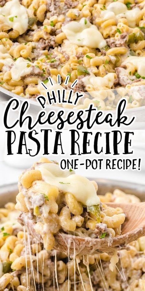 Philly Cheesesteak Pasta, Cheesesteak Pasta, Beef And Onions, Steak Casserole, Macaroni Noodles, Beef Pasta Recipes, Weekly Recipes, Steak Pasta, Beef Meals