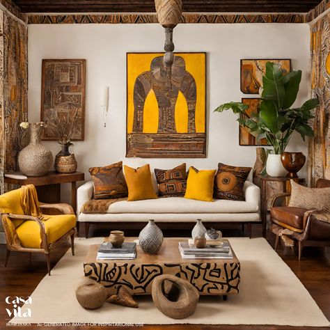 Afrohemian Inspiration: Bringing Cultural Fusion to Your Home Decor – Casa Vita Home Design African Furniture Living Rooms, African Themed Home Decor, African Bohemian Style Living Rooms, Africa Style Interior, Afrocentric Kitchen, Afro Bohemian Style Decor, Afrohemian Decor, African Themed Living Room, African Decor Living Room