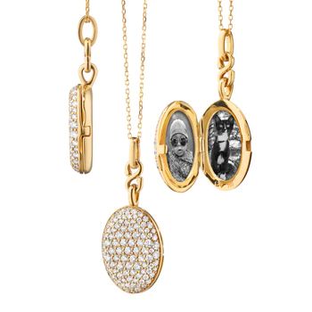 New Jewelry Arrivals | Monica Rich Kosann Luxury Elegant White Gold Locket Necklace, Classic Luxury Locket Pendant Necklace, Luxury Gold-plated Locket Jewelry, Modern Locket, Monica Rich Kosann, Gold Locket Necklace, Mangalsutra Designs, Chain Loop, Gold Locket