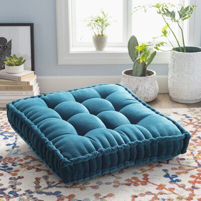 Mercer41 Lindley Solid Border Cotton Throw Pillow Colour: Violet, Size: 24" x 24" Square Floor Pillows, Dorm Pillows, Teal Pillows, How To Clean Pillows, Meditation Space, Square Pillow Cover, Floor Cushions, Floor Pillow, All Modern