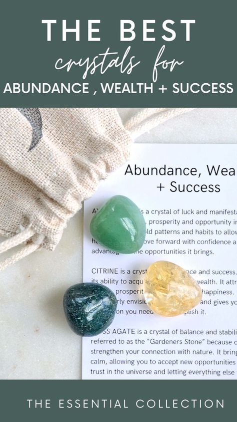 The Best Crystals to Attract Abundance, Wealth + Success | Abundace Crystals | Crystal Kits | Become a Money Magnet The Essential Collection Crystals + Gemstones Australia #abundance #wealth #success Crystals For Abundance, Abundance Crystals, Crystals For Wealth, Feng Shui Crystals, Crystal Healing Chart, Healing Crystals For You, Attracting Abundance, Beauty Hacks Nails, Best Crystals