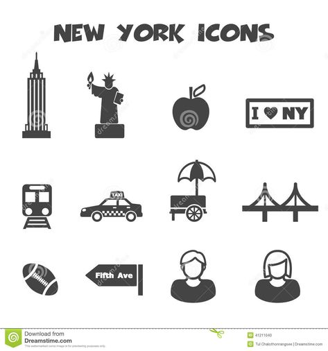 New york icons Soccer Club Logo, Bridge Silhouette, Symbols Illustration, New York Theme, Vector Symbols, Pizza Bar, City Vector, Themes App, Club Logo