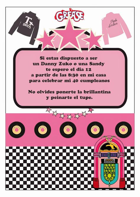 Blog sobre celebraciones y fiestas temáticas Pin Up Party, Grease Party, Cast Gifts, 50s Party, Sock Hop, 50th Party, Gifts Cards, Masculine Cards, 16th Birthday