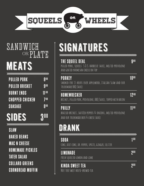 Food Truck Identity on Behance Bbq Menu Design, Food Truck Menu Ideas, Vegan Quesadilla, Bbq Food Truck, Fun Branding, Barbecue Food, Pizza Truck, Braised Brisket, Food Truck Menu