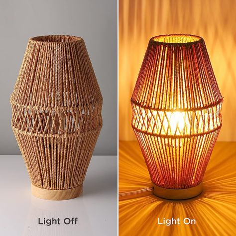 LEGELITE 2 Pack Boho Rattan Table Lamps, Handmade Boho Bedside Lamp, Small Desktop Nightstand Lamp for Kids Room,Living Romm,Bedroom,Dorm Decor #ad Boho Bedside Lamp, Living Romm, Lamps Handmade, Rattan Table, Beach Shack, Nightstand Lamp, Bedroom Dorm, Dorm Decor, Lamp Decor