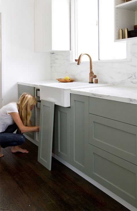 Ikea Upgrade: The SemiHandmade Kitchen Remodel - Remodelista Semihandmade Kitchen, Upgrade Kitchen, Kitchen Cabinets Painted Grey, Sarah Sherman, Shaker Style Kitchens, Remodel Kitchen, Diy Kitchen Cabinets, Kitchen Cabinet Colors, Ikea Kitchen