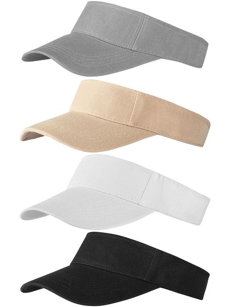 PRICES MAY VARY. 100% Cotton Hook and Loop closure What you will get - 4 pieces of sun visor hats with adjustable velcro back closure, suitable for girls, women or men. Breathable - no-top hat designed for ventilation to accelerate sweat evaporation when doing outdoor activities. Premium Quality Materials - when it comes to our visor caps, we make a point of using nothing but the finest quality 100 percent organic cotton fabric Stylish Accessory - visor caps are much more than a way to protect y Cap For Girls Style, Hats And Caps, Trendy Fashion Accessories, Sun Visor Hat, Stylish Caps, Summer Hats For Women, Running Hats, Visor Cap, Hat Summer