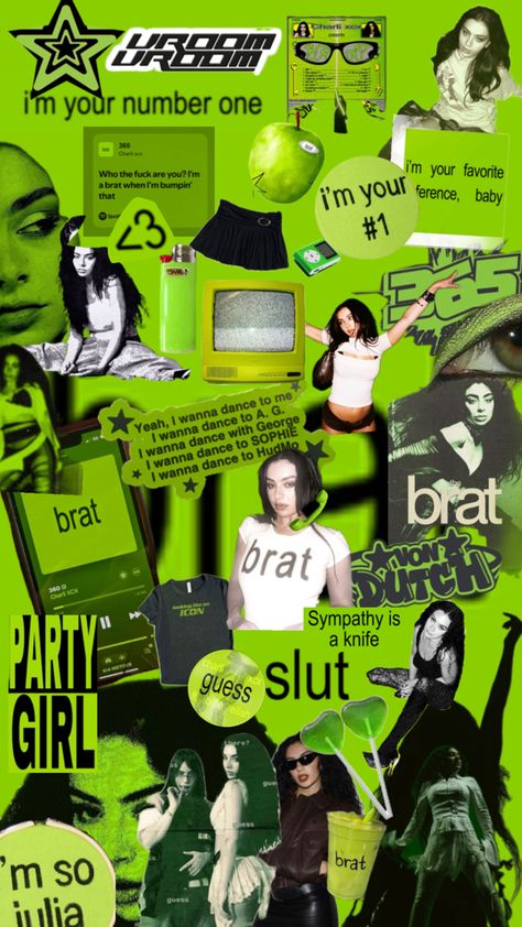 BRAT by Charli XCX collage Reading Music, Charli Xcx, Music Poster, Art Project, Number One, Wallpapers, Collage, Art