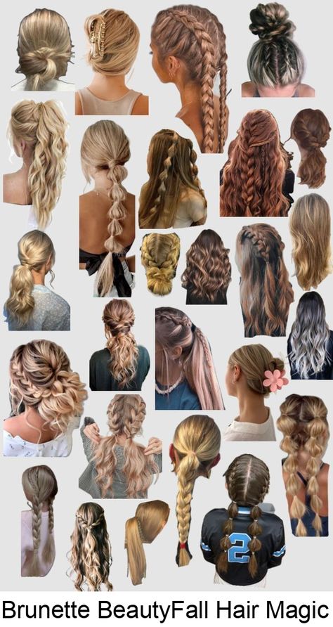 Brunette BeautyFall Hair Magic #braided #hairstyles Simple Braids, Hairstyle Examples, Hair Magic, Easy Hairstyles For Thick Hair, Hair Inspiration Long, Easy Hairstyles For School, Sport Hair, Cute Simple Hairstyles, Braid Hairstyle