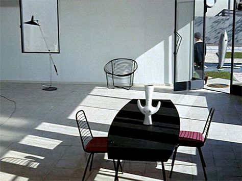 Mon Oncle (1958) | Flickr - Photo Sharing! Movie Interior, Jaques Tati, Jacques Tati, Vintage Furniture Design, Modernist House, Film Design, All White Kitchen, Wes Anderson, Vintage Interiors