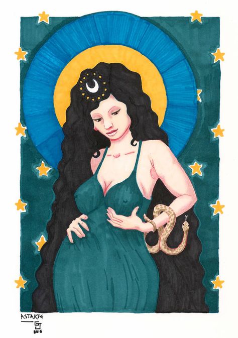 Anat Goddess, Astarte Goddess, Atabey Goddess, Eastern Mythology, Ishtar Goddess, Egypt Goddess, Pagan Life, Goddess Worship, Copic Sketch