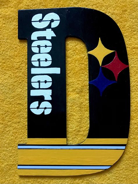 Steelers Crafts, Sports Letters, Pittsburgh Steelers Crafts, Steelers Wallpaper, Pittsburgh Steelers Wallpaper, Team Crafts, Halloween Wood Crafts, Pittsburgh Sports, Door Swag