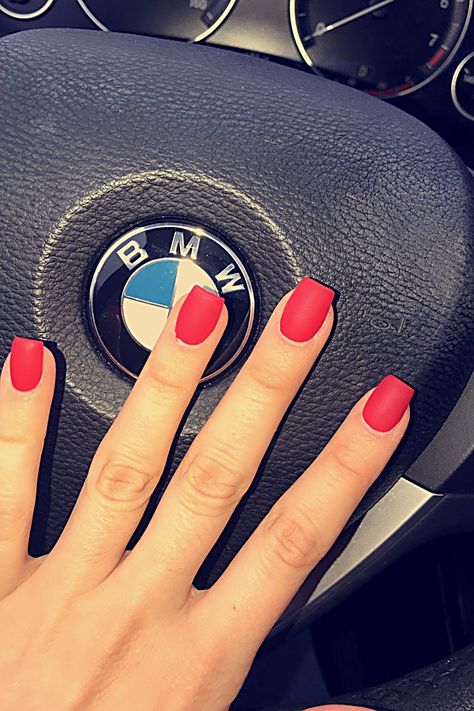 Acrylic Nails - Don't lose this chance to get what you desire - start NOW and have what you need and deserve! Red Matte Nails, Gel Nails At Home, Matte Nail, Nails Matte, Red Acrylic Nails, Manicure Ideas, Matte Red, Homecoming Nails, Square Acrylic Nails