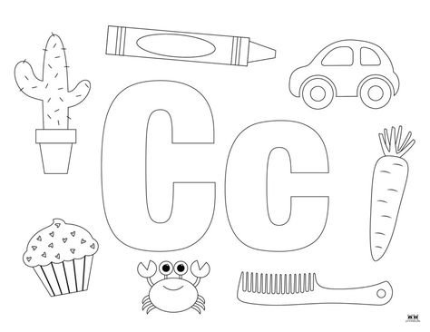 C Coloring Pages Letter, Letter C Coloring Pages Free Printables, Free Letter C Printables, Letter C Printable Free, Letter C For Preschool, Letter C Preschool Activities, Letter C Crafts For Preschool, Letter C Activities For Preschool, Letter C Template