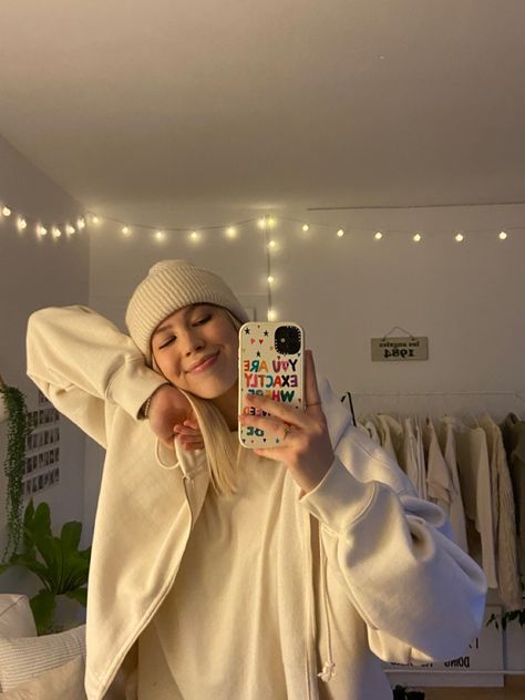 casetify phone case you are exactly where youre supposed to be oversized beige fit beanie Casetify Mirror Selfie, Casetify Case, Light Camera, Mirror Pic, Cute Phone Cases, Live Action, Mirror Selfie, Phone Cases