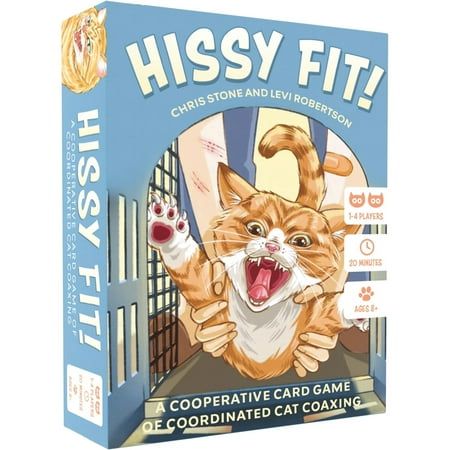 HISSY FIT - A trip to the vet... or the emergency room?! In this cooperative card game of carefully-coordinated cat coaxing, the humans are trying to get the cat into the carrier. But be careful, or this trip to the vet could turn into a trip to the emergency room! To win, you must guide the cat along the path and into the carrier by using treats, distractions and strategies from the Human Cards. Plan your actions, dress your wounds, and build combos to thwart the cat's defenses and steadily lea Cat Tracker, Hissy Fit, Cat Run, Cats With Big Eyes, Knight Games, Time Running Out, Cat Icon, Cat Carrier, Matching Cards