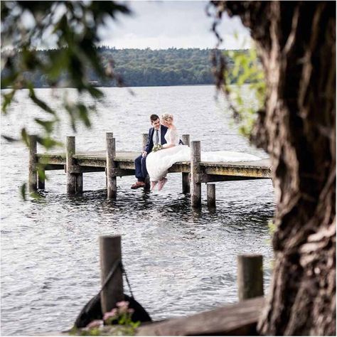 Wedding Dock Photos, Pier Wedding Photos, Wedding Photos By Water, Wedding On Dock, Cottage Wedding Photos, Wedding Photo Lake, Wedding On A Dock, Lakeside Wedding Photos, Dock Wedding Photos