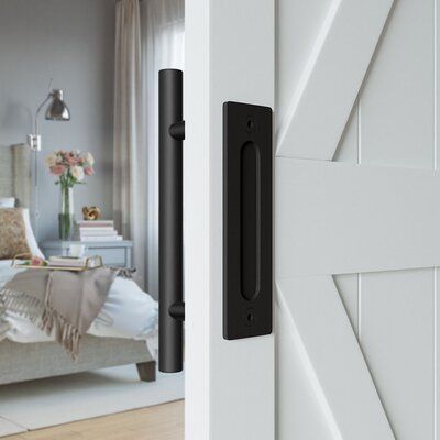 Installing a barn door handle like this will bring great convenience to you, which will help you control your door easily. It is also a good choice for the sake of safety for the family with kids. With careful material selection and production, this barn door handle is a good match with either modern or traditional home style. | LDB_BUILDING Barn Door Handle/Pull black | SMDD1017 | Wayfair Canada Black Barn Door Hardware, Magnetic Garage Door Hardware, Laundry Doors, Garage Door Hardware, Barn Door Handle, Rumpus Room, Slide Door, Steel Barns, Bifold Barn Doors