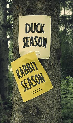 Duck or Rabbit Season? Rabbit Season, Duck Or Rabbit, Watch Old, Duck Season, Seasons Posters, Hunting Camp, Job Tweets, I Watch, Street Signs