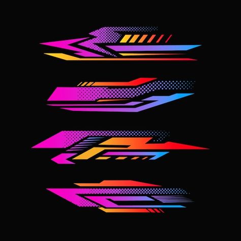 Bike Stickers Design Ideas, Race Car Design, Cool Car Stickers, Design Racing, Bicycle Tattoo, Motorcycle Drawing, Car Sticker Design, Vector Gradient, Bike Stickers