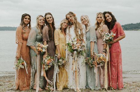 Parts Of A Wedding, Bridesmaid Dresses Hijab, Dress Theory Seattle, With Bridesmaid, Bridesmaid Dresses Boho, Mismatched Bridesmaid Dresses, Wedding Dress Boutiques, Wedding Petals, Lakeside Wedding