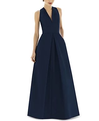 Evening Dress Collection, Alfred Sung, Skirt Pockets, Back Skirt, Mother Of Groom Dresses, Casual Party Dresses, Floor Length Gown, Gowns Online, Review Dresses