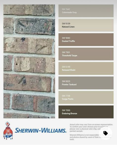 Chicago Brick And Siding Exterior, Light Brown Brick House Exterior Color Schemes, Beige Brick House Exterior Color Schemes, Beige Brick House Exterior, Brown Trim House Exterior, Tan Brick House Exterior Color Schemes, Shutters Brick House, Brick House Exterior Colors Schemes, Brown Brick Houses