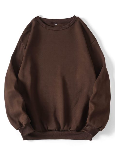 Casual Minimalist Outfit, Brown Crewneck, Chic Fall Fashion, Brown Sweatshirt, Casual Sportswear, Casual Sport, Sports Sweatshirts, Round Neck Sweaters, Fall Fashion Outfits